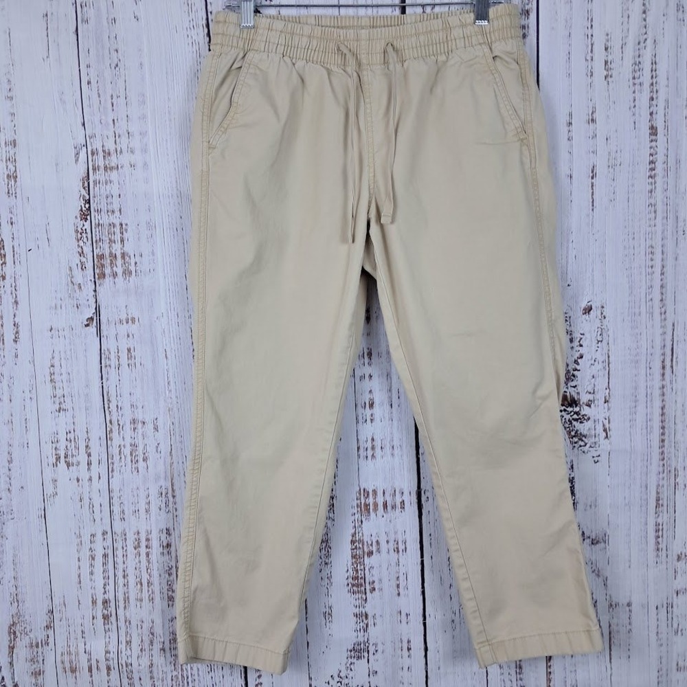 LL BEAN Womens 10P Favorite Fit‎ Khaki Tan Drawstring Pull On Cropped Pants